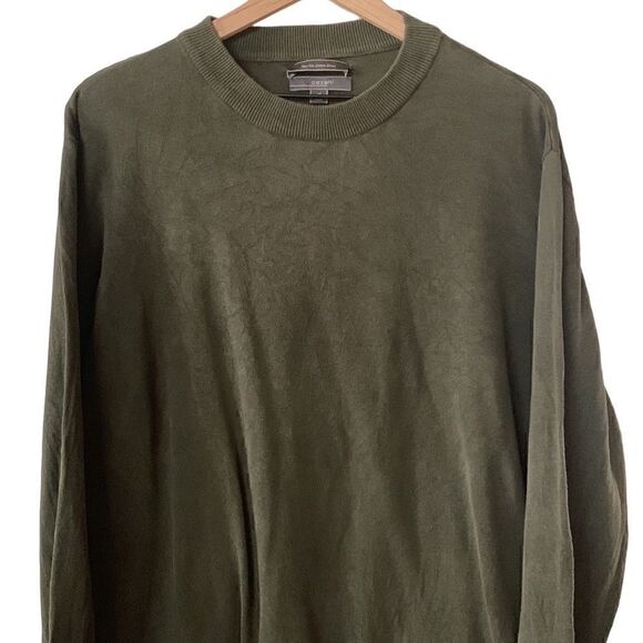 CEZANI Mens  Green Crewneck Sweater XL Silk Blend‎ - Picture 2 of 4